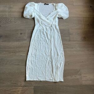 House of Harlow 1960 x Revolve White Front Slit Puffed Sleeve Dress Size Small